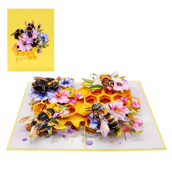 3D Bees Hives Greeting Card Perfect For Sending Warm Wishes Handmade Popup Card With Matching Envelope