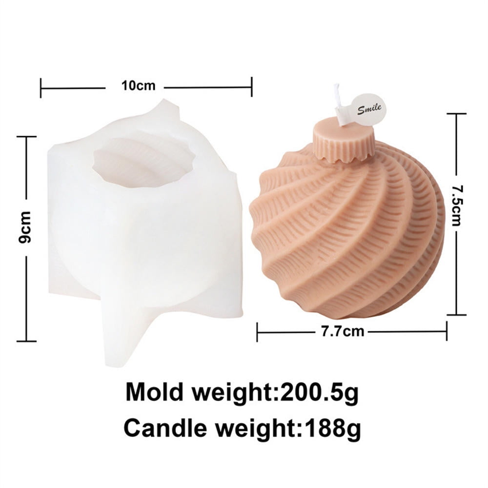3D Bell Ball Pattern Spherical Candle Silicone Mold Christmas Lights