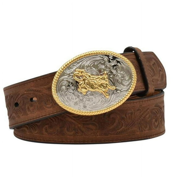 3D Belt D4622-28 1.25 in. Brown Distressed Tooled with Nickle Belt - Size 28