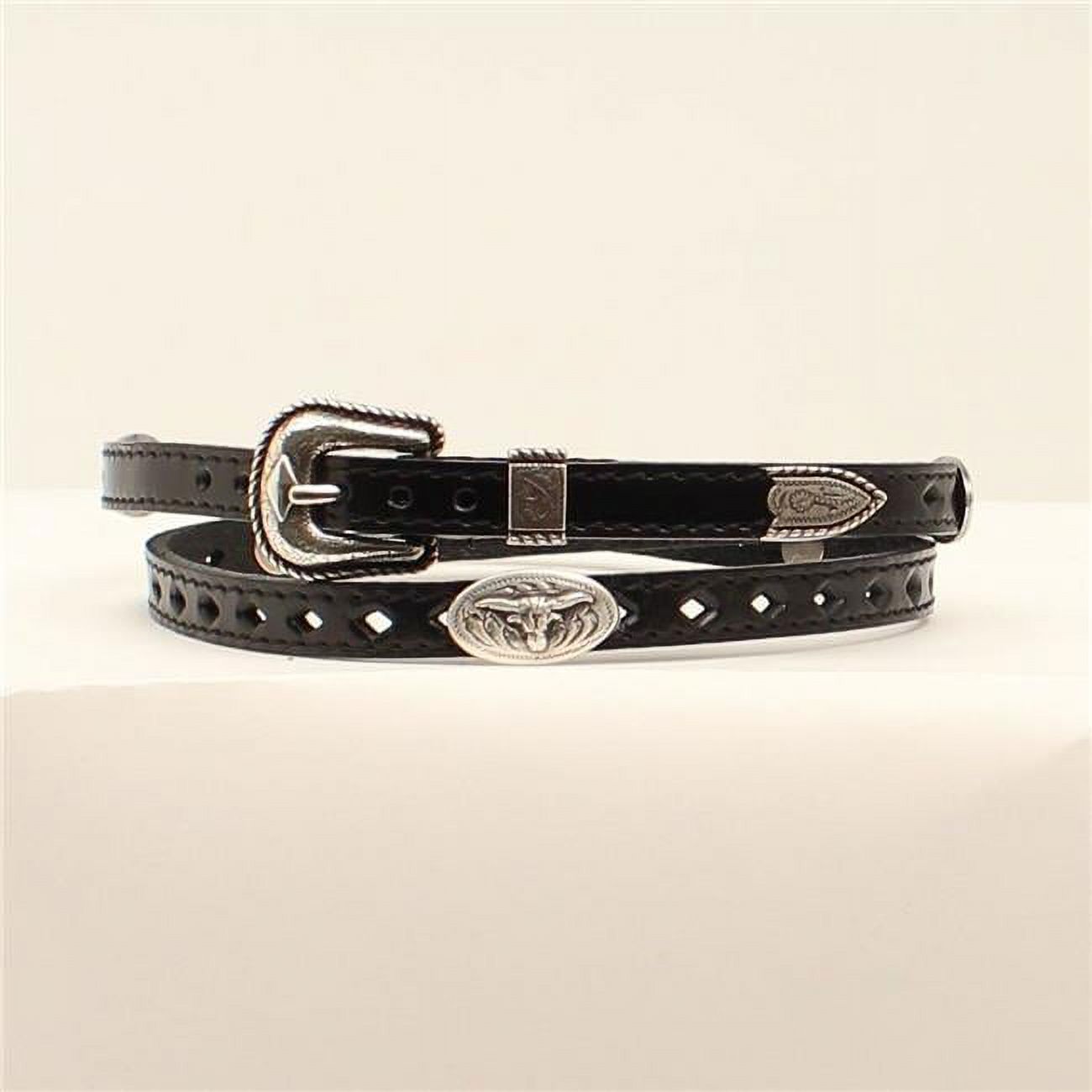 Landes Black Leather Belt with Oval Concho Rhinestone Buckle Size Small Canada Landes Signature Italian Leather Black Western Concho Belt  main image 2