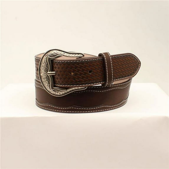 3D Belt DWC1404-34 1.50 in. Brown with Basket Weave Embossed Belt - Size 34