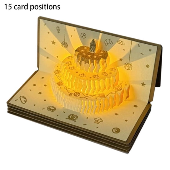 3D Birthday Card with Music & LED Lights – Animated Greeting Card Red Envelope with for Kids, Children’s Birthday Gift, New Year Red Packet, DIY Craft Gift (Gold)