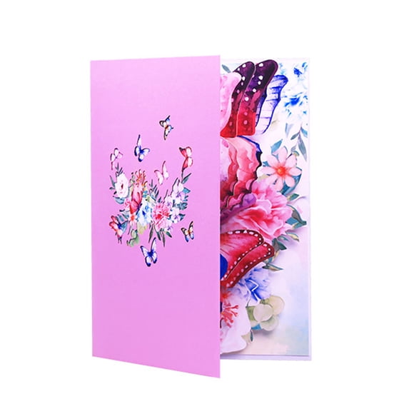 3D Birthday Card for Men Women Mom Dad Husband Wife Grandpa Son Daughter Dancing Butterfly Flower Cards