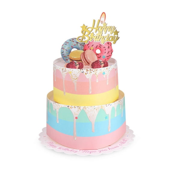 Foxnovo 3D Birthday Cake Greeting Card Multi 1 Set 8.5x6.4x6.4in
