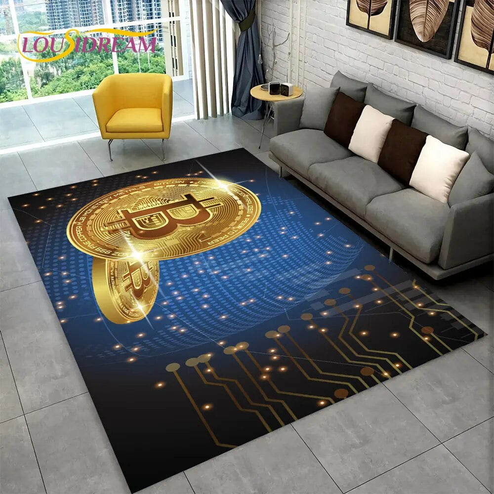 3D Bitcoin Virtual Currency Area Rug Large Carpet Rug for Living Room ...