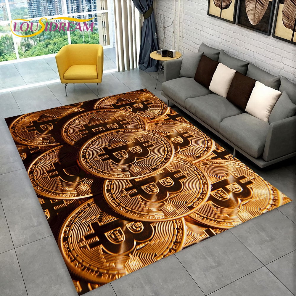 3D Bitcoin Virtual Currency Area Rug Large Carpet Rug for Living Room ...