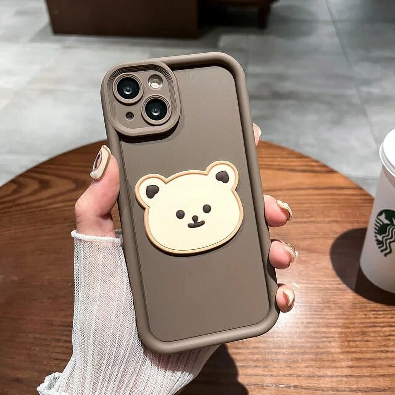 3D Black Briquettes Coffee Bear Phone Case For Apple iPhone 15 14 14 13