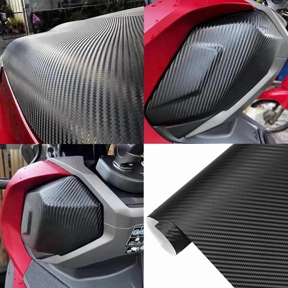 3D Black Carbon Fiber Vinyl Wrap, Self-Adhesive PVC Body Wrapping Film for Car & Motorcycle, Auto Styling Decal Accessories