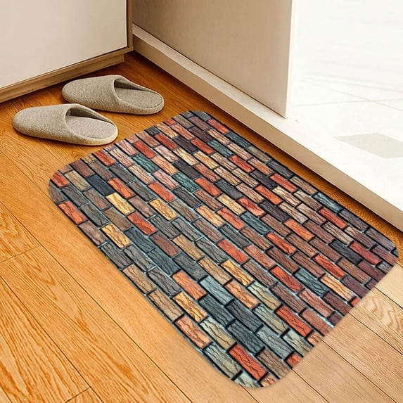 3D Black CobblestPrinted Entrance Doormat Anti-slip Bedroom Balcony Kitchen Bathroom Floor Mat Carpet for Living Room