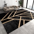thumbnail image 1 of 3D Black Gold Marble Area Rugs, Yellow Geometric Retro Lines Irregular Bedroom Rug, Non-Slip Mat Soft and Comfortable Light Texture Apply to Dorm Room Office Family and Pet 5x8ft, 1 of 6