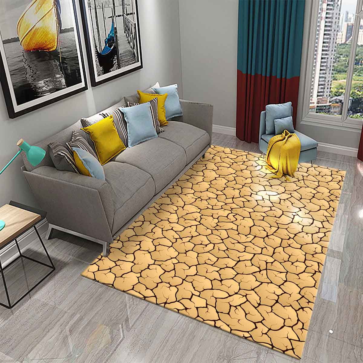 3D Black St Carpet Cobblest Pattern Rug Texture Rectangle Area Rugs