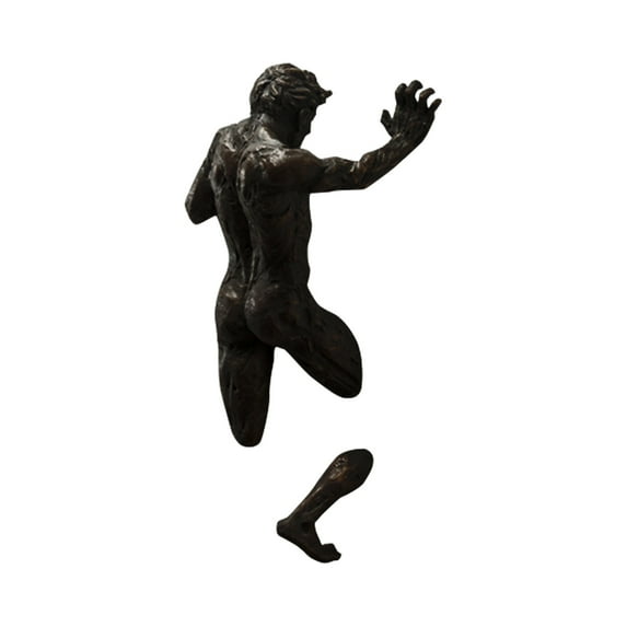 3D Black Through Wall Figure Sculpture Resin Abstract Electroplating Crafts Decor - for Home Hotel Living Room Wall Decoration, Creative Simulation Human Sculpture Pendant Wall Decor (C)