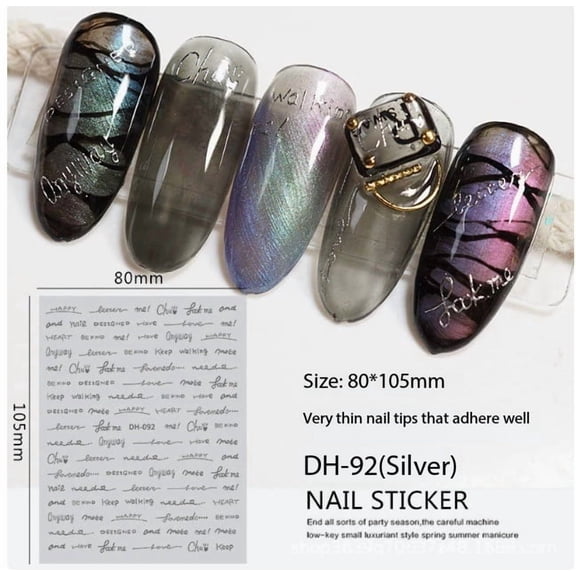 3D Black & White Letter Nail Art Stickers for Custom Designs