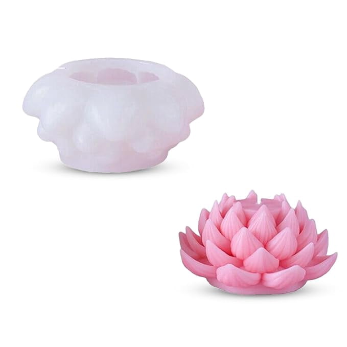 3D Blooming Lotus Flower Silicone Candle Mold Wax Mould Scented Handmade Soaps Clay Resin Crafts Casting Cake Mousse Aroma DIY Art Crafts Supplies Home Decoration