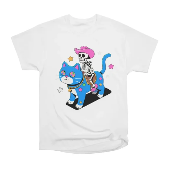 3D Blue Cat Skeleton T-Shirt Tee Gift For Him Merch For Her Apparel For ...