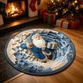 thumbnail image 1 of 3D Blue Santa Spiral Staircase Round Rug - Soft Non-Slip Washable Floor Mat for Living Room, Bedroom Entryway & Festive Holiday Decor, 1 of 7