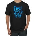 thumbnail image 1 of 3D Blue Skulls Trendy | Mens Fashion Graphic T-Shirt, Black, Small, 1 of 4