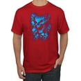 thumbnail image 1 of 3D Blue Skulls Trendy | Mens Fashion Graphic T-Shirt, Red, Large, 1 of 4