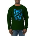thumbnail image 1 of 3D Blue Skulls Trendy | Mens Fashion Long Sleeve T-Shirt, Forest Green, Small, 1 of 1