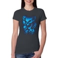 thumbnail image 1 of 3D Blue Skulls Trendy | Womens Fashion Junior Fit Tee, Dark Grey, Medium, 1 of 4