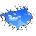 thumbnail image 1 of 3D Blue Sky Self-Adhesive Removable Break Through The Wall Vinyl Wall Stickers Wall Murals Art Decals Wallpapers Wall Poster Decorator as Nursery Christmas Birthday Gifts for Sports Bedroom, 1 of 2