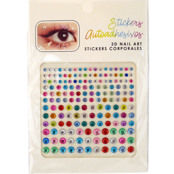 3D Body, Face Nail Art Rhinestone Auto Adhesive Stickers - 1 Pack