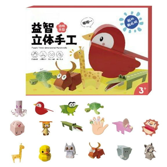 3D Book Art Craft Kit DIY Handmade Papercraft Models Mobile Easy Assembly Animal Figurine Educational Activity Project for Kids