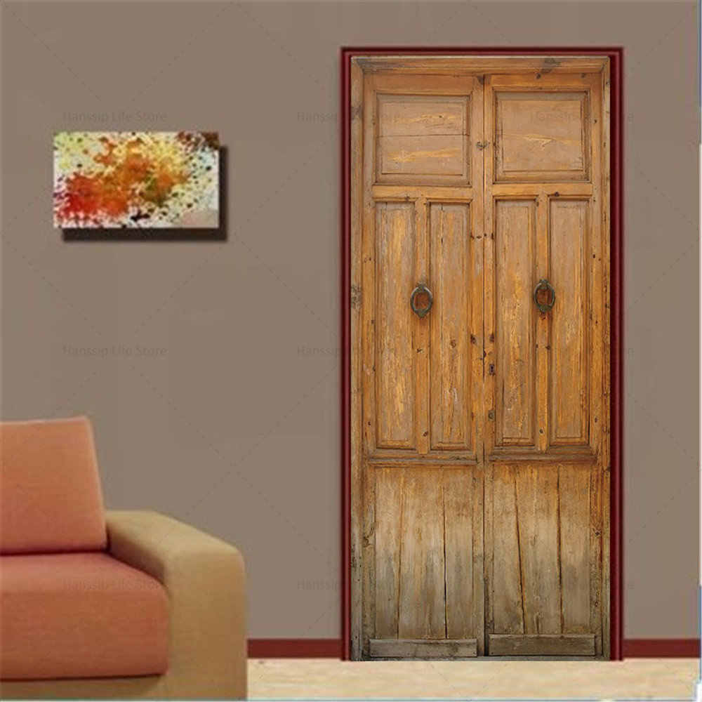 3D Bookcase Door Sticker Nordic Style Wall Sticker PVC Waterproof Self