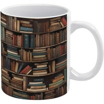 3D Bookshelf Ceramic Mug 11oz Ceramic Coffee Mug, Coffe Mugs Tea Cup White Funny Gift for Birthday Christmas Mom Book Reading Lover
