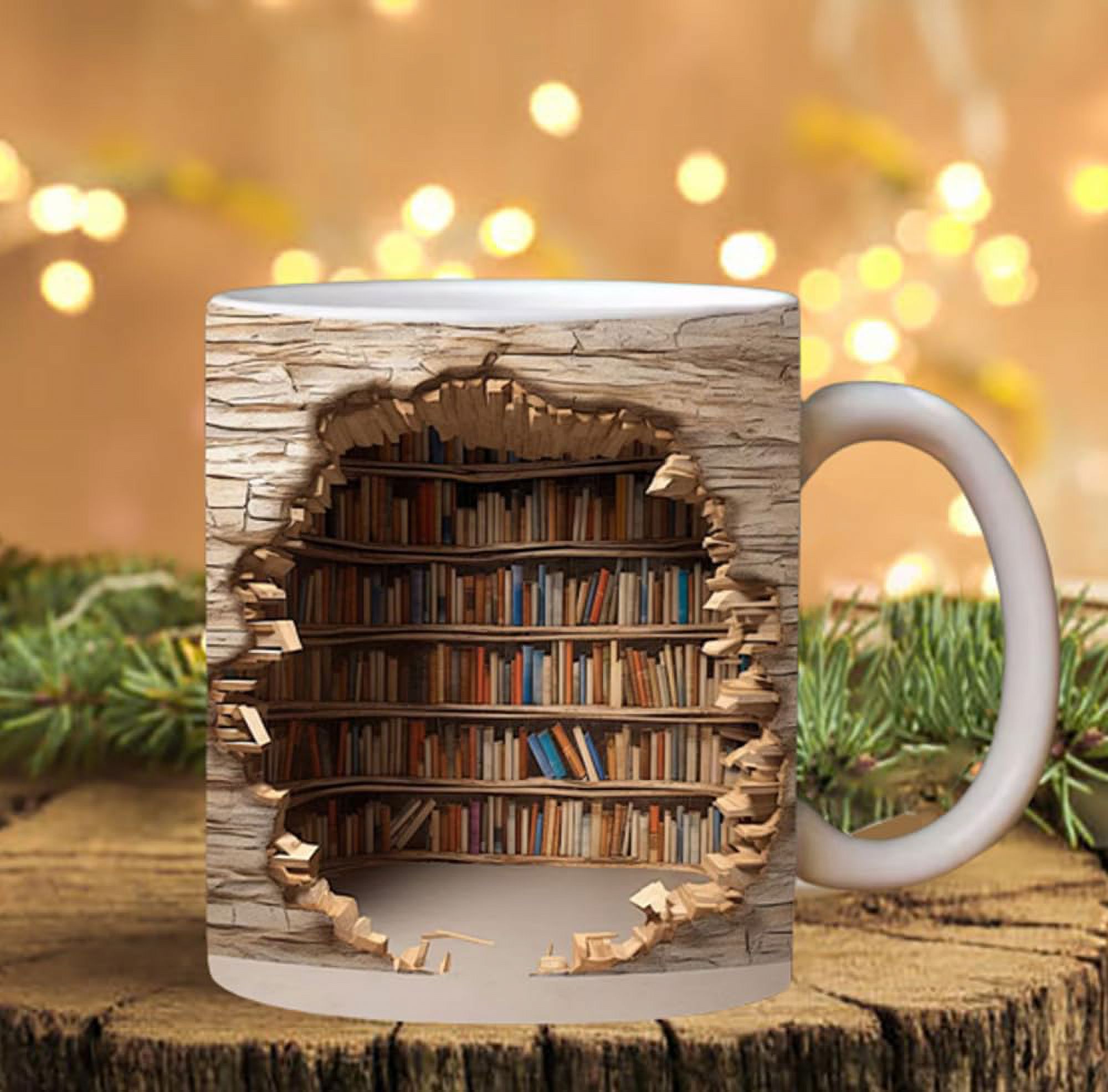 3D Bookshelf Mug, Creative Space Design MultiPurpose Ceramic Mug