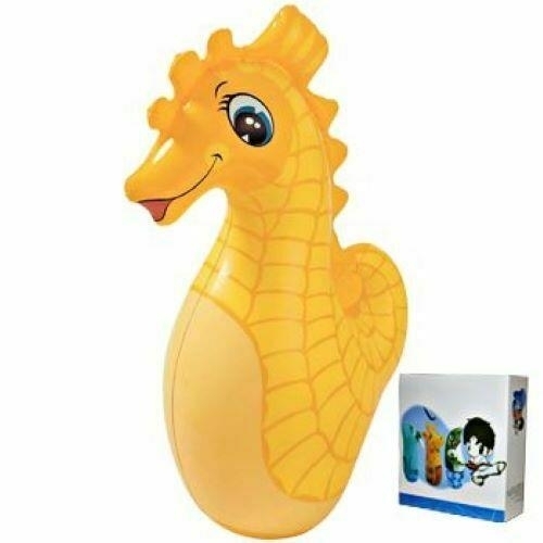 3D Bop Bag SEA HORSE Inflatable Blow Up Punching Bag Toy Gift Kids Fun