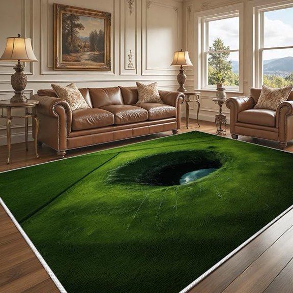 3D Bottomless Hole Area Rugs, Rug That Looks Like a Hole in The Ground, Lawn Trap Abstract Floor Mat, Non Slip Washable Low Pile Carpet for Bath Playroom Living Room 1x2ft