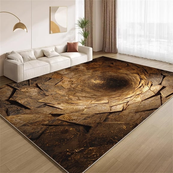 3D Bottomless Pit Area Rugs, Gothic Steampunk Vortex Pattern Carpet, Washable Non Slip Low Pile Soft Rug for Living Room Bedroom Decor Mat 2ftx3ft