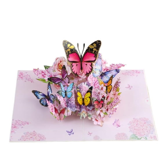 3D Bouquet Butterflys Pop Up Mothers Day Card, Teacher Appreciation Card, Handmade Flowers Box Greeting Cards with Note and Envelope for New Year Anniversary C