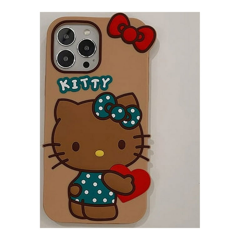 3D Bow Pink Brown Sanrio Hello kitty Stereoscopic Phone Cases For iPhone 14  13 12 11 Pro Max XR 2023 Back Cover Send Girlfriend 