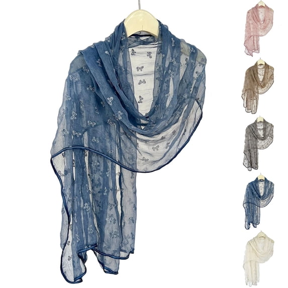 3D Bow Texture Scarf Soft Mist Long Wrap & Shawl with Layered Detail