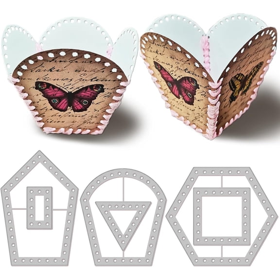 3D Bowl Cutting Dies for Card Making Carbon Steel Embossing Stencils Template for Decorative Embossing Paper Card DIY Scrapbooking Album Craft Colorful