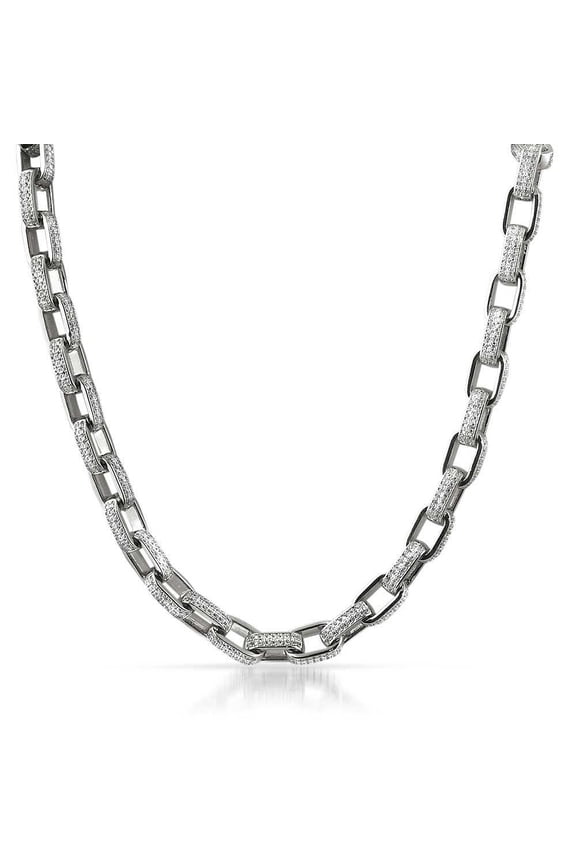 3D Box Link Rhodium Hip Hop CZ Bling Bling Chain
