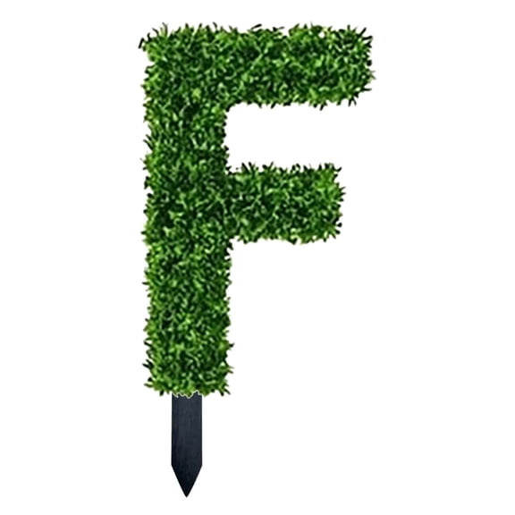 3D Boxwood Word Wall Decor - Artificial Letter Bush with Ground Spike for Outdoor, Halloween Front Door Wreath Alternative, Year-Round Porch & Garden Decoration