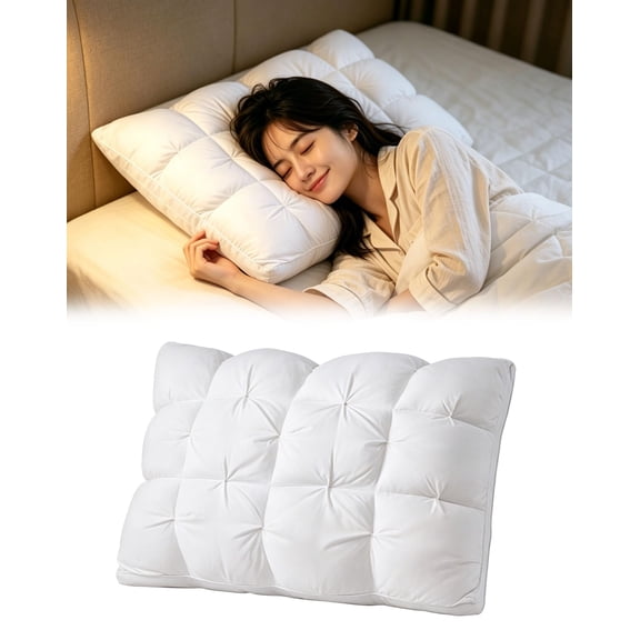 3D Bread Down Bed Pillows, White Fluffy Soft Gusseted Pillows | Hotel Collection Bed Pillows with Breathable Cotton Shell, Supportive yet Plush for All Sleeping Positions
