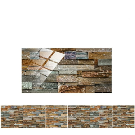 3D Brick Backsplash Removable, Peel And Stick Stone Wallpaper, 12 Packs Self Adhesive Peel And Stick 3D Stone Brick Wallpaper for Kitchen Bathroom Backsplash Removable, Christmas Gift