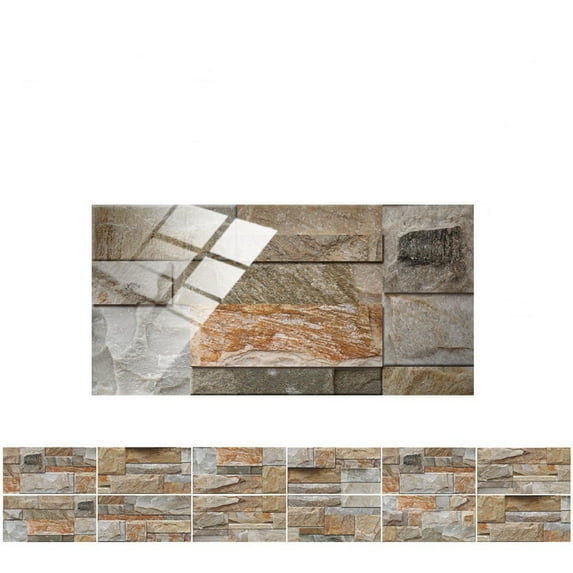 3D Brick Backsplash Removable, Peel And Stick Stone Wallpaper, 12 Packs Self Adhesive Peel And Stick 3D Stone Brick Wallpaper for Kitchen Bathroom Backsplash Removable, Christmas Gift