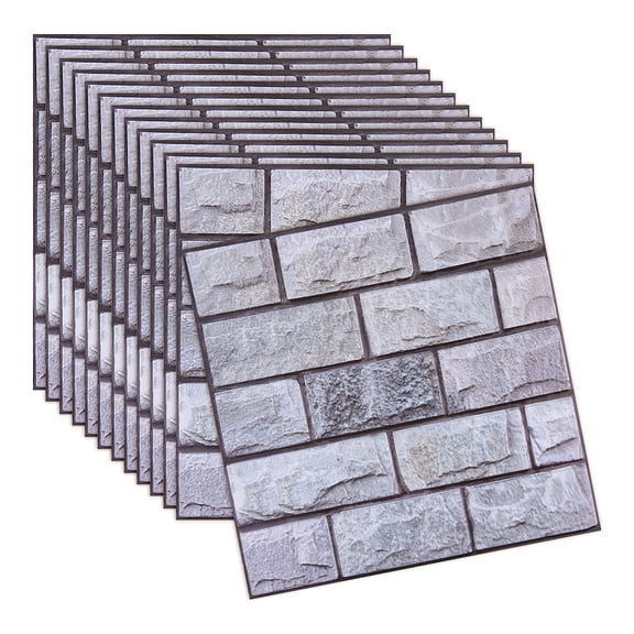 3D Brick Pattern PVC Self Adhesive Wall Stickers Wall Decoration Light Grey 299x298x3mm