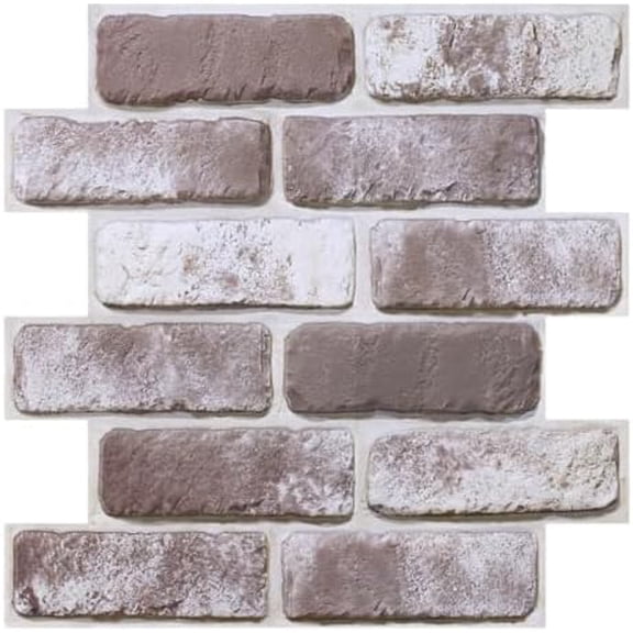 3D Brick Wall Panels, Faux Brick Peel and Stick Wall Panels, 10 Pcs of 12"X12", Small Size Thin PVC Brick Self Adhesive Fake Brick Paneling Brick Backsplash, Paintable Decorative Panels