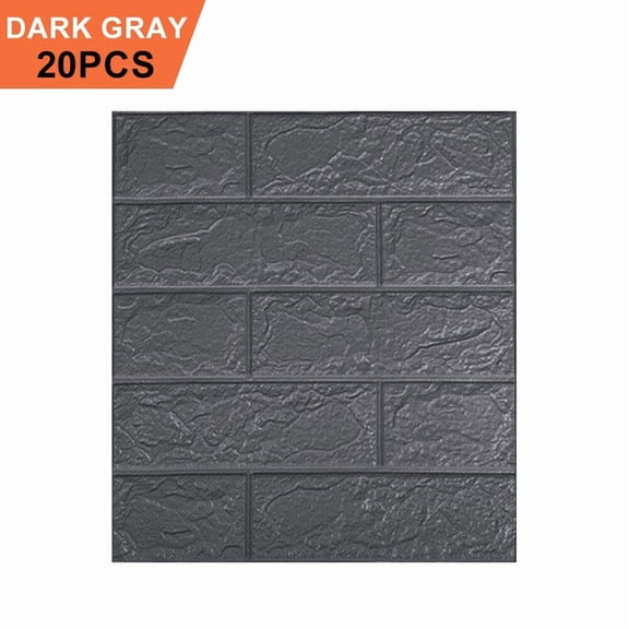 3D Brick Wall Sticker Self-adhesive PE Foam Panel Wallpapers 13.8*15.2",  20PCS , Dark Gray