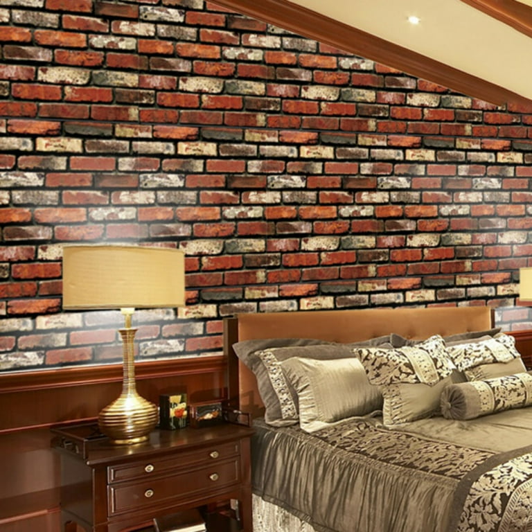 Decoration Material Waterproof Self good Adhesive 3D Brick PVC Embossed Vinyl Wallpap