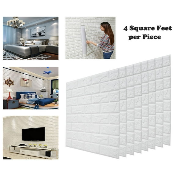 3D Brick Wallpaper 24"x24" Faux Brick Textured Effect Background Wall Decoration - Pack of 20