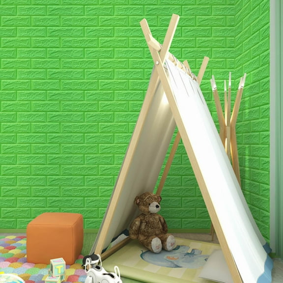 3D Brick Wallpaper PE Foam Self Adhesive Wall Panels Waterproof Wall Decals,Green