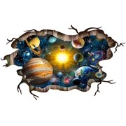 3D Broken Cosmic Galaxy Wall Decals, Magic Milky Way Outer Space Planet Wall Stickers, Creative Stars and Solar System Wallpaper for Kids Boys Floor Ceiling Living Room Bedroom Home Decor