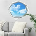 3D Broken Wall Sky Cloud Creative Decorative Sticker Living Room